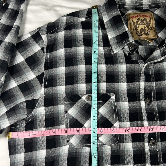 Red Camel XL Black/White/Green Plaid Thin Flannel - Picture 11 of 13